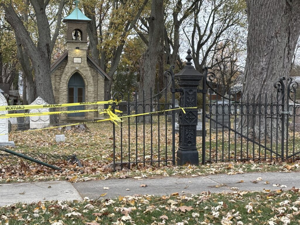 Old St. Mary's Cemetery Damage to gate